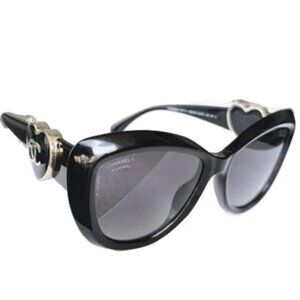 CHANEL Butterfly Sunglasses With Side Opening Heart Mirrors In Case